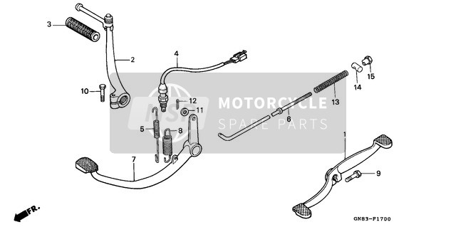 Honda C90M 1996 Pedaal/Trap Starter Arm voor een 1996 Honda C90M